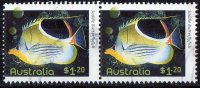 Australia 2010 Fishes Of The Reef $1.20 Saddle Butterflyfish Used Pair - Oblitérés