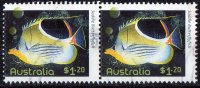 Australia 2010 Fishes Of The Reef $1.20 Saddle Butterflyfish Used Pair - Used Stamps