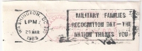 A3 USA CUT FRAGMENT 1989. MILITARY FAMILIES RECOGNITION DAY THE NATION THANKS YOU - Machine Labels [ATM]