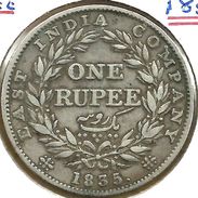 INDIA BRITISH 1 RUPEE WREATH INSCRIPTIONS FRONT KWIIII HEAD BACK 1835 AG SILVER VF KM450.4READ DESCRIPTION CAREFULLY !!! - India