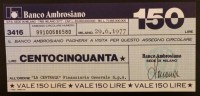 Miniassegni Banco Ambrosiano  150 Lire Nuovo FDS - Andere & Zonder Classificatie