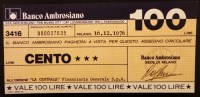 Miniassegni Banco Ambrosiano  100 Lire Nuovo FDS - Otros & Sin Clasificación