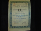 Action " Ateliers Germain " Monceau Sur Sambre 1898 Materiel De Chemin  De Fer,tramways,automobiles - Chemin De Fer & Tramway