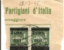 F-LUOGOTENENZA-MONUMENTI SOVRASTAMPATI 2 L- COPPIA SU FRAMMENTO VIAGGIATA 23-3-1946 - Ungebraucht