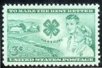 1952 USA 4 -H Club Stamp Sc#1005 Farm Boy Girl - Unused Stamps