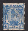 Selangor Malaya 1952 KGV1 20ct  Bright Blue Hisamud Din Alam Shah Used SG 102 ( H550 ) - Selangor