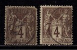 France Used 1876  Peace & Commerce Series, 4c X  2 Diff., Colour Shades,  As Scan - 1876-1878 Sage (Typ I)