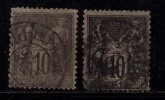 France Used 1876  Peace & Commerce Series, 10c X  2 Diff., Colour Shades,  As Scan - 1876-1878 Sage (Typ I)