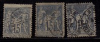 France Used 1876  Peace & Commerce Series, 15c X  3 Diff., Colour Shades,  As Scan - 1876-1878 Sage (Typ I)