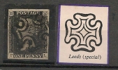 PENNY BLACK - XF 4 MARGINS - LETTERING PL - LEEDS MALTESE CROSS - Gebruikt