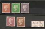 PENNY BLACK - 5 Reprints From 1940 Stamp Exhibition In London - Different COLOR - All Lettering DK - Essays, Proofs & Reprints