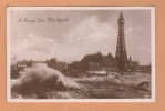 England Engleterre Blackpool  (A Rough Sea At Blackpool) Carte Photo Postale Postcard Photograph - Blackpool