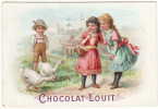 CHROMO Chocolat Louit Filles Garçon Gardien D'oies Campagne - Louit