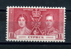 CYPRUS      1937    Coronation      1 1/2p     Carmine     MH - Andere & Zonder Classificatie