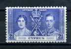 CYPRUS      1937    Coronation      2 1/2p     Blue     MH - Andere & Zonder Classificatie