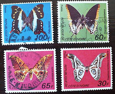 COTE D'IVOIRE Papillons, Mariposas, Butterflies. Yvert N° 440 A/D Oblitéré (émis En 1977) - Other & Unclassified