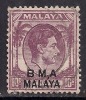 Malaya 1945 - 48 KGV1 10 Ct Slate Purple BMA OVPT Used Die 1 SG  8b ( C95 ) - Malaya (British Military Administration)