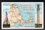 RB 812 - Auto Road Map Postcard Boston To Cape Cod Massachusetts USA - Cape Cod