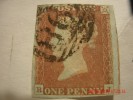 GREAT BRITAIN, SCOTT #3, 1p RED BROWN, IMPERFORATE, CANCELLED - Usati