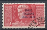 1938 EGEO USATO AUGUSTO POSTA AEREA 5 LIRE - RR9604 - Egée