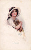 A SWEET LOAD - JEUNE FEMME Et JOLI CHAT - ILLUSTRATION SIGNÉE : COURT BARBER - ANNÉE: ENV. 1910 (j-662) - Barber, Court