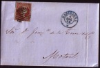 1856, 4 De Enero, Carta Sencilla De Barcelona A Motril, 4 Cuartos Filigrana De Lazos - Storia Postale