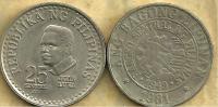 PHILIPPINES 25 SENTIMOS MAN FRONT  EMBLEM  BACK 1981 AVF READ DESCRIPTION CAREFULLY !!! - Filipinas