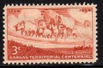 1954 USA Kansas Territory 100th Ann. Stamp Sc#1061 Wheat Field Pioneer Wagon Horse Ox Cow Farm - Ungebraucht