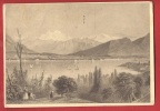 N408 Région Coppet-Versoix, Dessin Sur Le Lac Et Mont-Blanc, Barlett. Cachet 1946. - Versoix