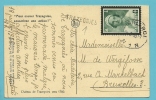 413 Op Kaart Met Stempel CHARLEROI Met Naamstempel (griffe D'origine) TRAZEGNIES - Storia Postale