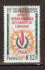 Timbre Nouvelle Calédonie 1968 Y&T N°353 *. Année Intern Des Droits De L´h. 12 F. Vert-noir, Jaune Et Rouge. Cote 4.50 € - Ongebruikt