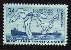 1955 USA Great Lakes Soo Locks Centennial Michigan Stamp Sc#1069 Map Ship Steamer Canal - Water