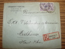 No.144 MERSON LETTRE RECOMMANDE EINSCHREIBEN 1923 STRASBOURG CHARLES GRESSE Pour INDUSTRIE COTONNIERE MULHOUSE - Covers & Documents