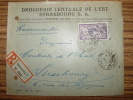 No.144 MERSON LETTRE RECOMMANDE EINSCHREIBEN 1923 DROGUERIE CENTRALE DE L' EST  Pour RUE DES CIGOGNES - Briefe U. Dokumente