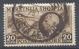 1939 ALBANIA USATO EFFIGIE POSTA AEREA 20 Q - RR9650 - Albanien