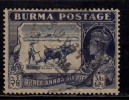 Burma Used 1938, 3a 6p KGVI, Burma Rice, Agriculture View, Cow Animal - Birmania (...-1947)