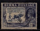 Burma Used 1938, 3a 6p KGVI, Burma Rice, Agriculture View, Cow Animal - Birma (...-1947)