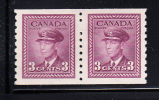 Canada Scott #280 MNH Coil Pair 3c Rose Violet - George VI War Issue - Rollen