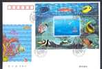 CHINE 1998/29M FDC A Poissons De Récifs Coraliens - 1990-1999