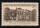 1956 USA Wheatland Stamp Sc#1081 Famous Architecture JAMES BUCHANAN - Unused Stamps