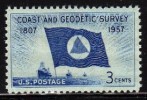 1957 USA Coast & Geodetic Survey Stamp Sc#1088 Flag Ship Sea - Nuovi