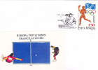 EUROPA TOP 12 - DIJON FRANCE 1995 Cover With TABLE TENNIS Obliteration Concordante CLUJ-NAPOCA ROMANIA - Tischtennis