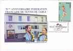 70´eme ANNIVERSAIRE FEDERATION FRANCAISE DE TENNIS DE TABLE Cover Obliteration Concordante 1997 CLUJ-NAPOCA ROMANIA - Tennis De Table