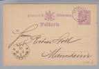 Heimat De BW Plieningen 1882-11-02 Auf GS 5Pf. Nach Mannheim - Postal  Stationery