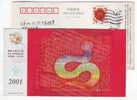 Snake,China 2001 Hebei Education Press Lunar New Year Of Snake Year Greeting Advertising Pre-stamped Card - Chines. Neujahr