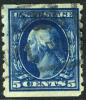 US #396 Used 5c Washington Coil Of 1913 - Roulettes