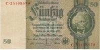 Germany #182a, 50 Reichsmark, 30.3.1933 Banknote Currency - 50 Mark