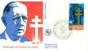 FRANCE  ENV  FDC MEMORIAL COLOMBEY 18/6/1977 - De Gaulle (Général)