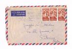 Spagna Storia Postale 1959 Busta Via Air Mail  Affranc. Con 3 Valori Da  P.ta 1con Biglietto Auguri Ferrandiz - Storia Postale