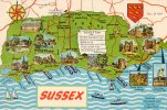 23759   Regno  Unito,    Sussex,   Scenic  Map  Of  Sussex,  VGSB  1968 - Arundel